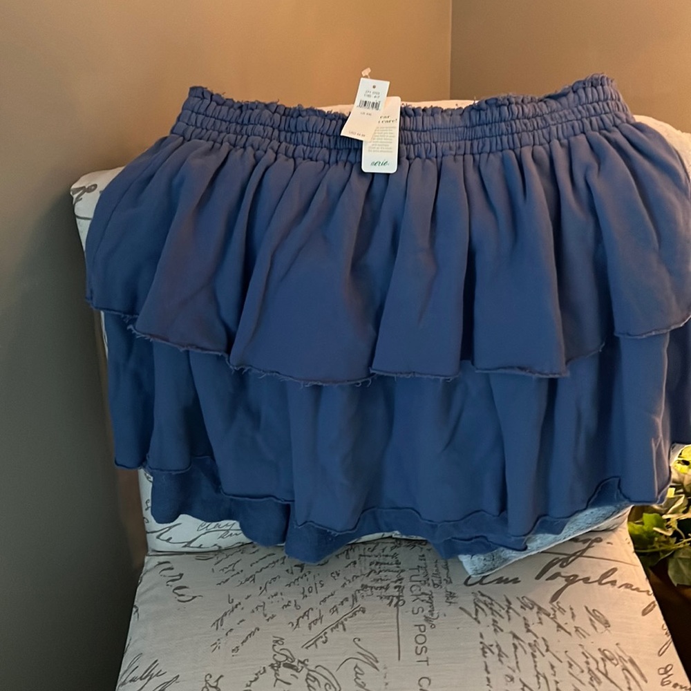 Aerie Blue Weekend Ruffle Layered Mini Skirt XXL
